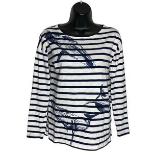 J Crew Shirt Womens XXS Nautical Striped L/S Coastal Whale Wildlife Society